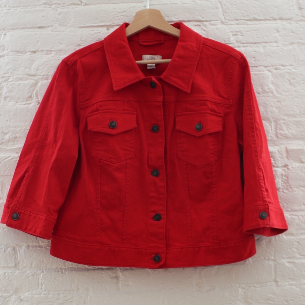 NWT LOFT Red Jean Jacket - Sz. L
